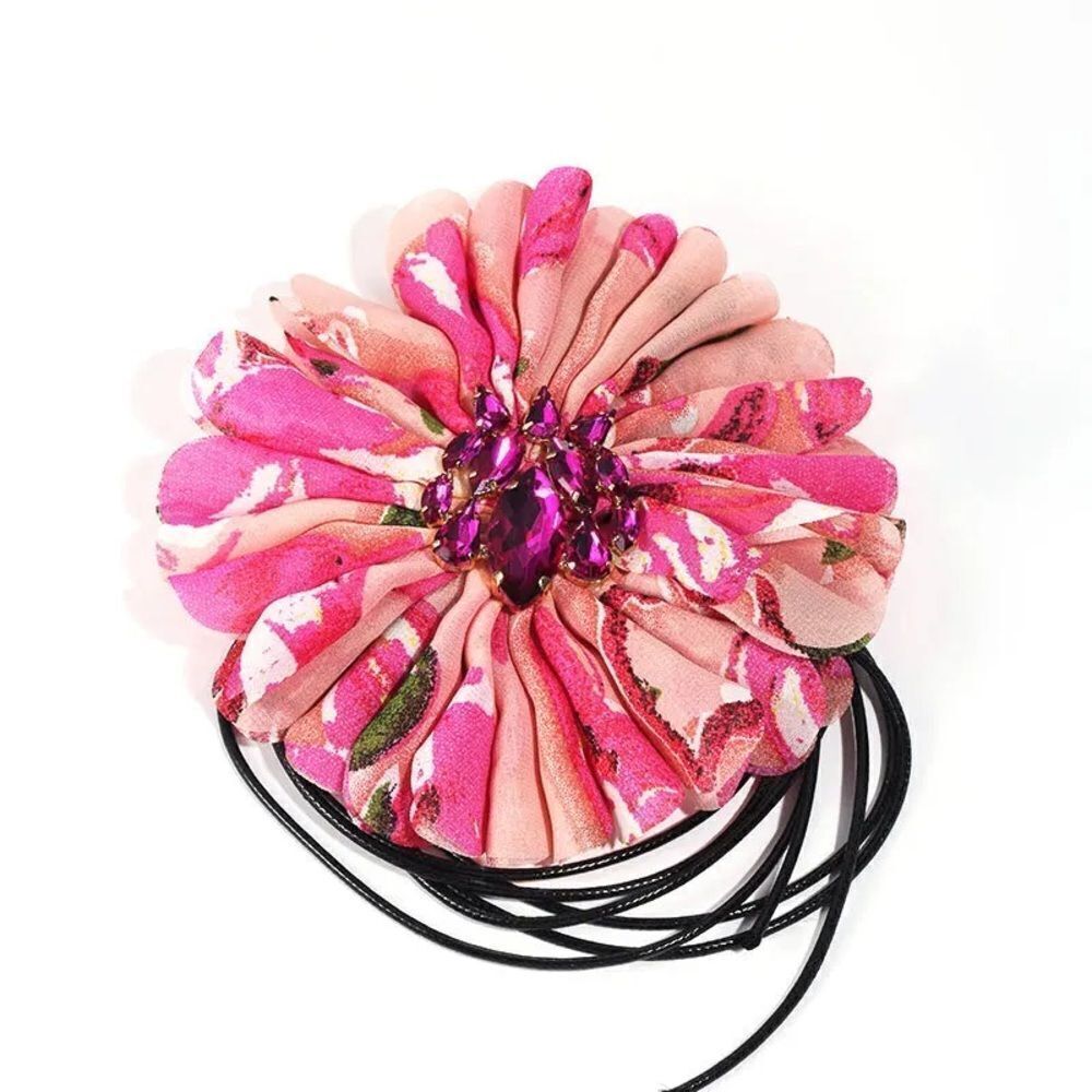 Pink flower choker N1526